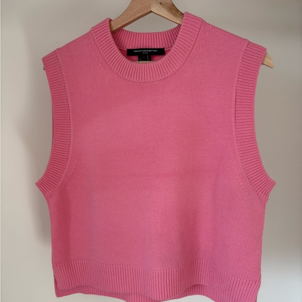 French Connection Pink Mozart Cotton Sweater Tank - Picture 2 of 4